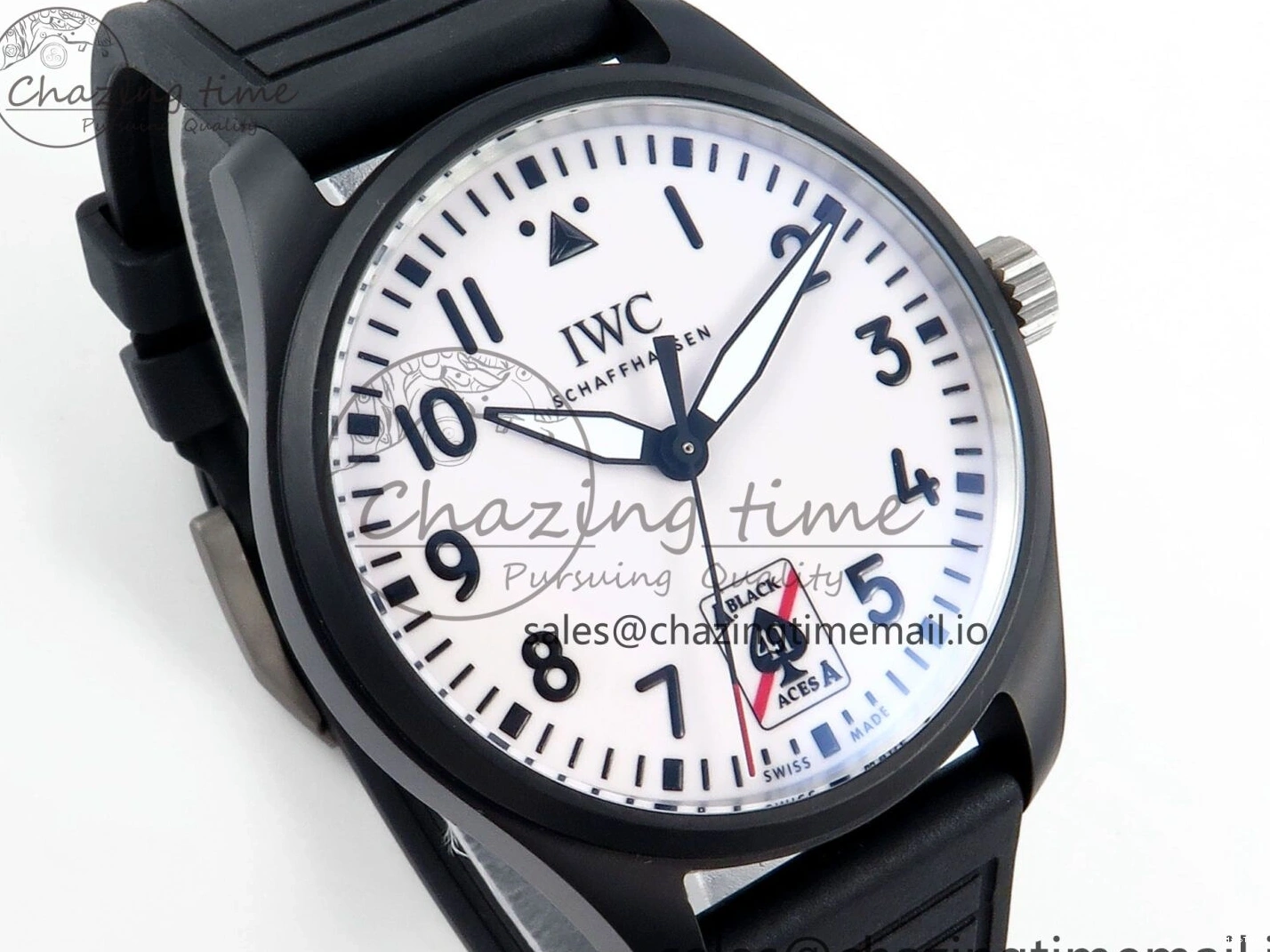 MIROTIME 0307 TravelReady Pilot IW326905 Black Aces M+F 1:1 Best Edition White Dial on Black Rubber Strap MY 7000